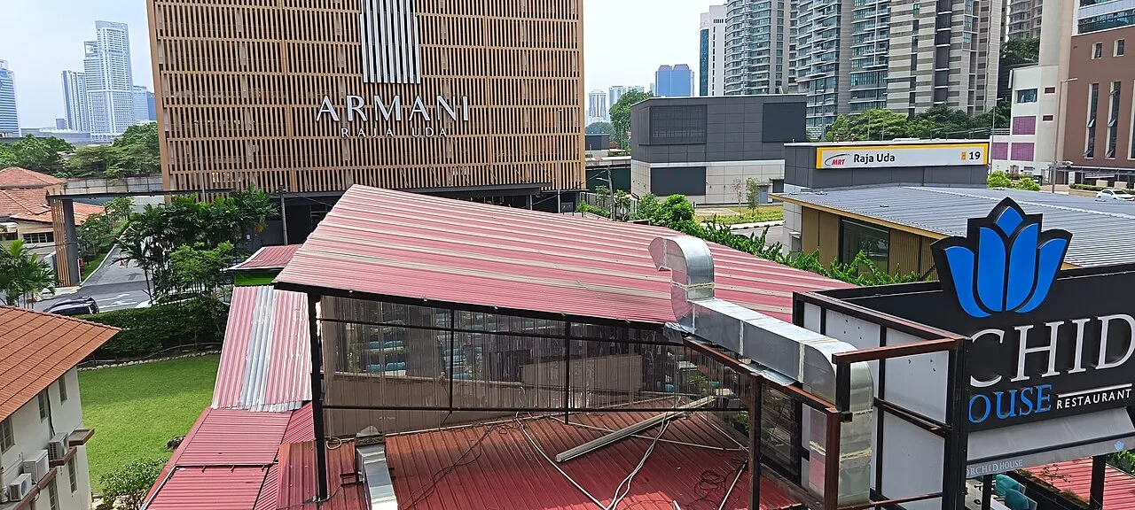 Low-rise Kampung Baru beside Raja Uda MRT station.