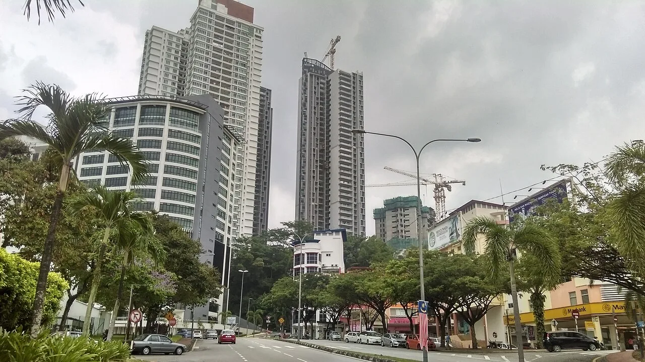 Residential towers and streets in Wangsa Maju.